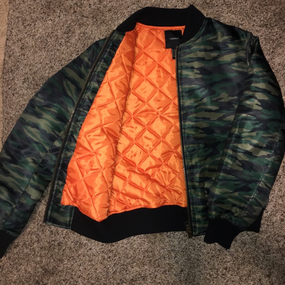 Boys camo and orange windbreaker : “Rise Above”